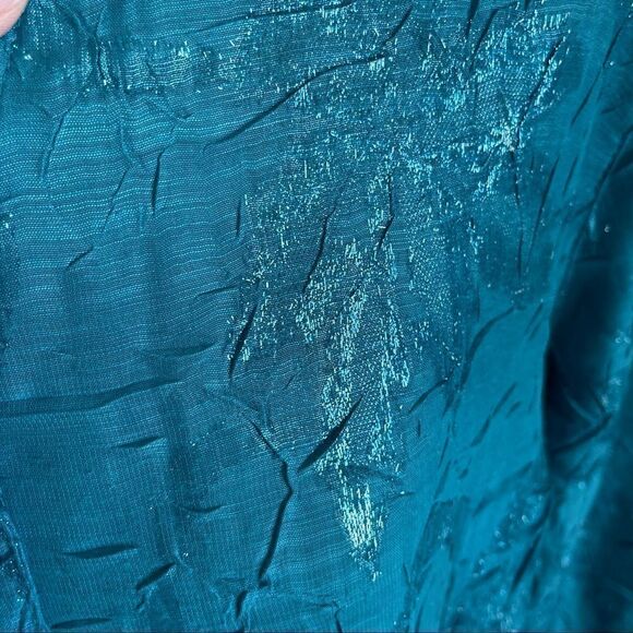 Coldwater Creek Teal Textured Blouse/Tunic - Petite Large - Picture 3 of 8